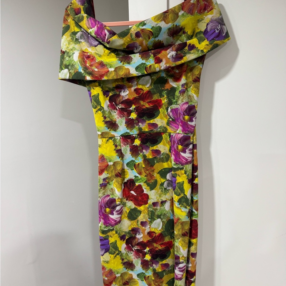 Chiara Boni La Petite Robe Floral Off Shoulder Dress Made in Italy Bodycon